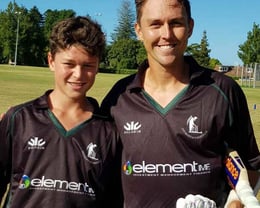 Depp Bollingford and Trent Boult after a crucial matchwinning last wicket partnership on Depp